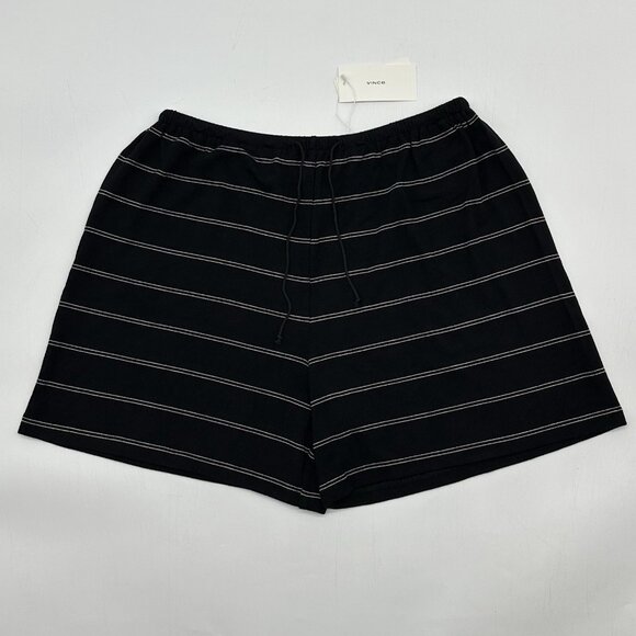 Vince Size Medium Black Knit Double Chalk Stripe Drawstring Lounge Shorts NWT - Picture 2 of 9
